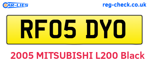 RF05DYO are the vehicle registration plates.
