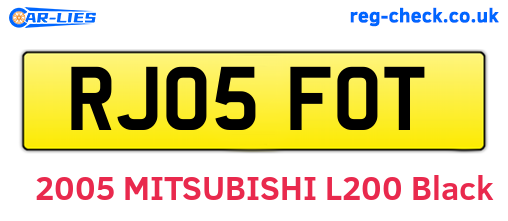 RJ05FOT are the vehicle registration plates.