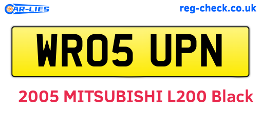 WR05UPN are the vehicle registration plates.