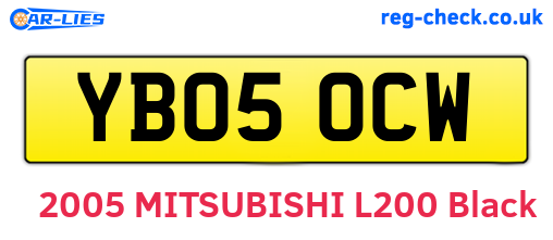 YB05OCW are the vehicle registration plates.