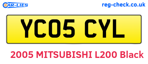 YC05CYL are the vehicle registration plates.