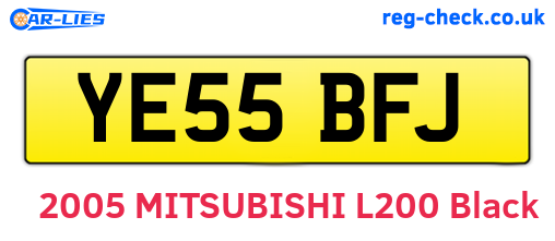YE55BFJ are the vehicle registration plates.