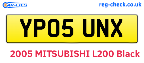 YP05UNX are the vehicle registration plates.