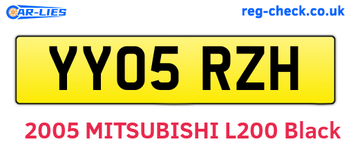 YY05RZH are the vehicle registration plates.