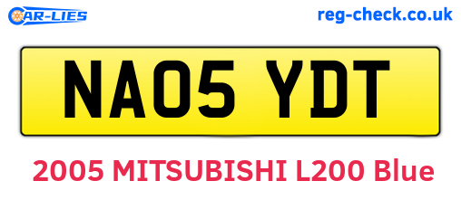 NA05YDT are the vehicle registration plates.