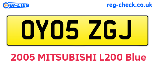 OY05ZGJ are the vehicle registration plates.