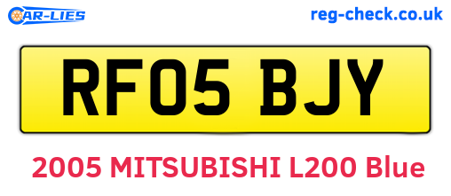 RF05BJY are the vehicle registration plates.