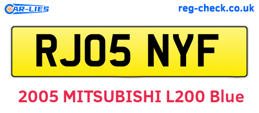 RJ05NYF are the vehicle registration plates.