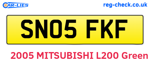 SN05FKF are the vehicle registration plates.