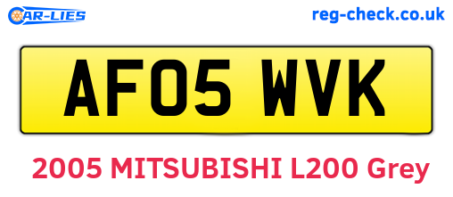 AF05WVK are the vehicle registration plates.