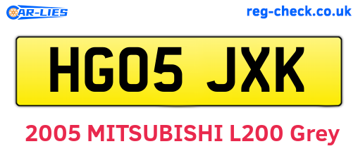 HG05JXK are the vehicle registration plates.