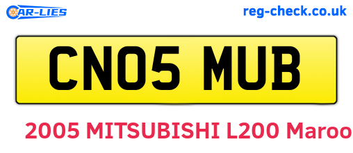 CN05MUB are the vehicle registration plates.