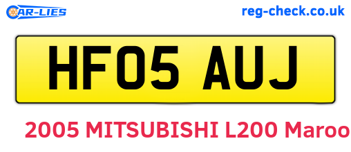 HF05AUJ are the vehicle registration plates.