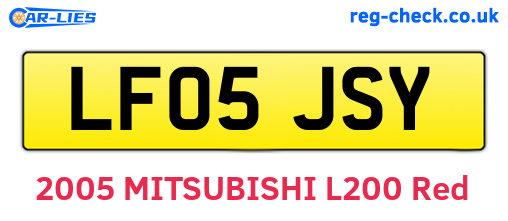 LF05JSY are the vehicle registration plates.