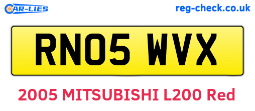 RN05WVX are the vehicle registration plates.