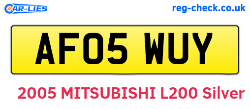AF05WUY are the vehicle registration plates.