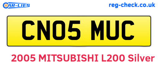 CN05MUC are the vehicle registration plates.
