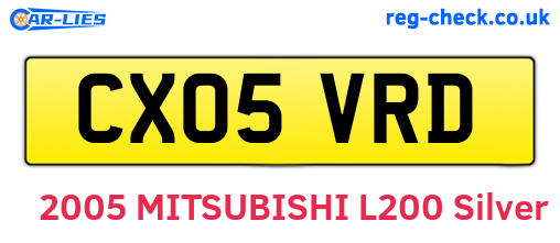 CX05VRD are the vehicle registration plates.