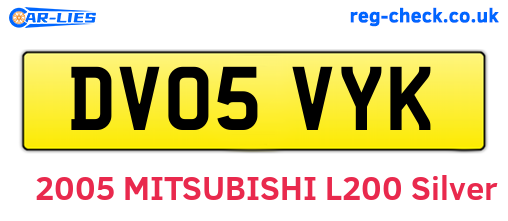 DV05VYK are the vehicle registration plates.