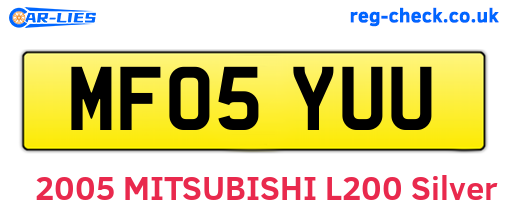 MF05YUU are the vehicle registration plates.