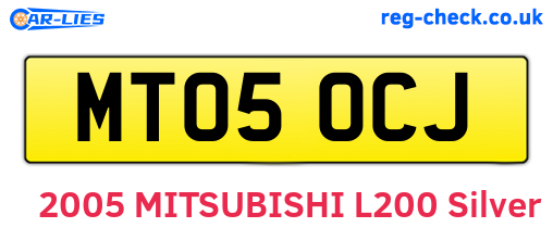 MT05OCJ are the vehicle registration plates.