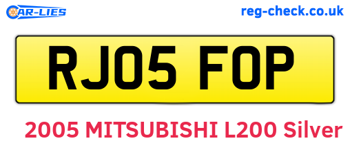 RJ05FOP are the vehicle registration plates.