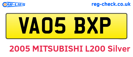 VA05BXP are the vehicle registration plates.