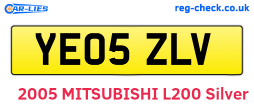 YE05ZLV are the vehicle registration plates.
