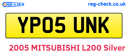 YP05UNK are the vehicle registration plates.