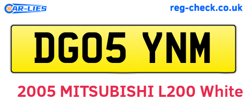DG05YNM are the vehicle registration plates.