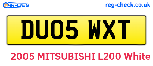DU05WXT are the vehicle registration plates.