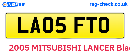 LA05FTO are the vehicle registration plates.