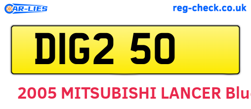 DIG250 are the vehicle registration plates.