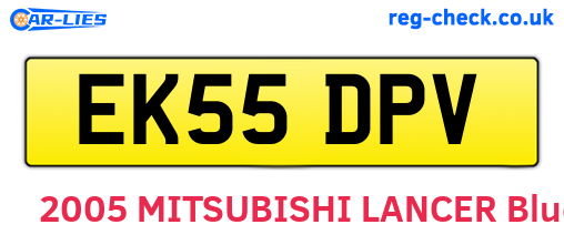 EK55DPV are the vehicle registration plates.