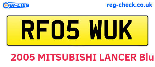 RF05WUK are the vehicle registration plates.