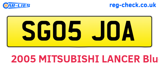 SG05JOA are the vehicle registration plates.