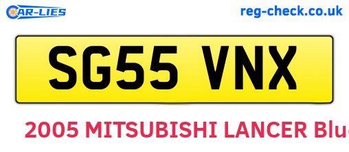 SG55VNX are the vehicle registration plates.