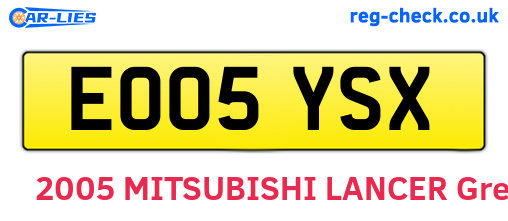 EO05YSX are the vehicle registration plates.