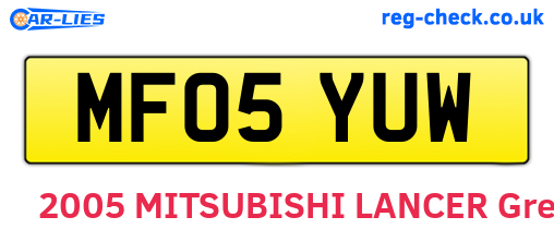 MF05YUW are the vehicle registration plates.