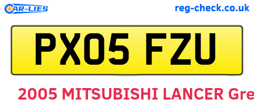 PX05FZU are the vehicle registration plates.