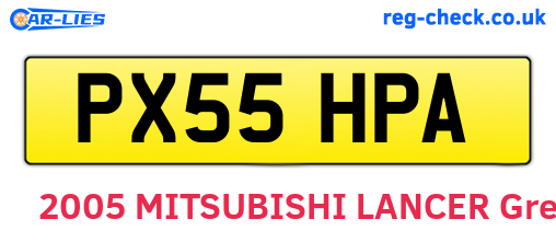PX55HPA are the vehicle registration plates.