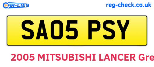 SA05PSY are the vehicle registration plates.