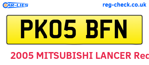 PK05BFN are the vehicle registration plates.