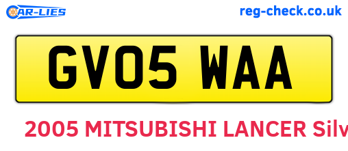 GV05WAA are the vehicle registration plates.