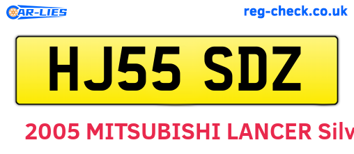 HJ55SDZ are the vehicle registration plates.