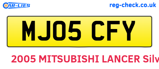 MJ05CFY are the vehicle registration plates.
