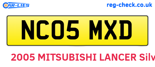NC05MXD are the vehicle registration plates.