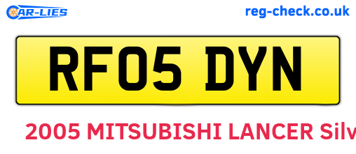 RF05DYN are the vehicle registration plates.