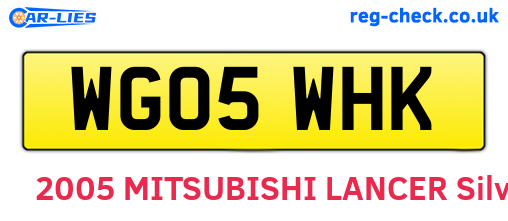 WG05WHK are the vehicle registration plates.