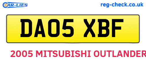 DA05XBF are the vehicle registration plates.